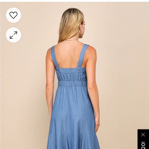 NWT Sz S Lulus midi Denim Dress - Picture 3 of 6